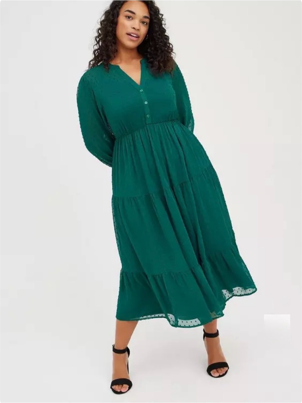 Maxi Chiffon Clip Dot Pleated Dress
